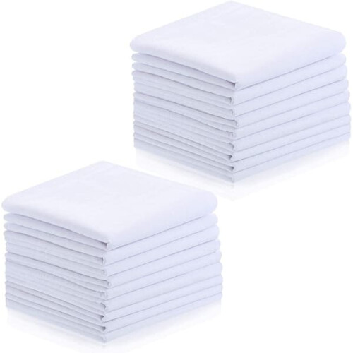 Men's Cotton Handkerchiefs White 18-Pack