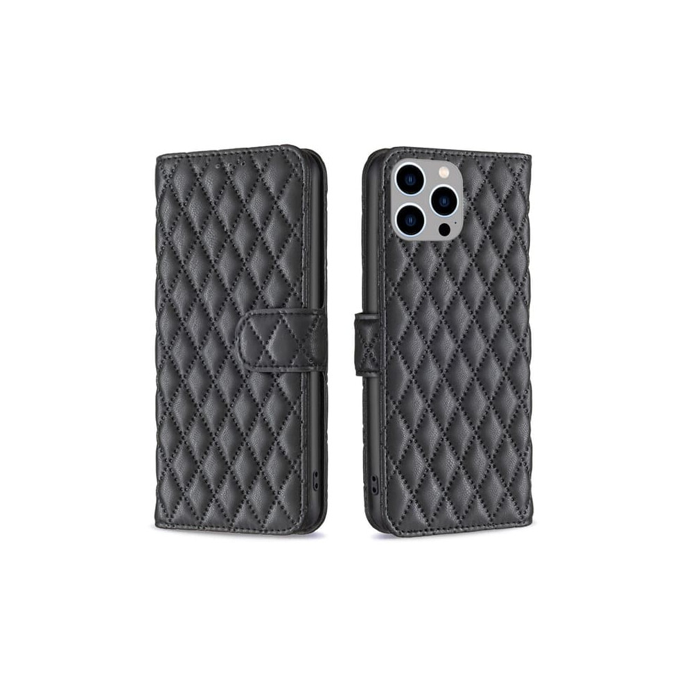 Iphone 15 Pro Compatible Quilted Wallet - Black 962029292517