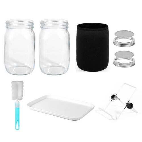 1 Kit 2 Barattoli Germogliazione con Rete, per Germogli e Microgreens