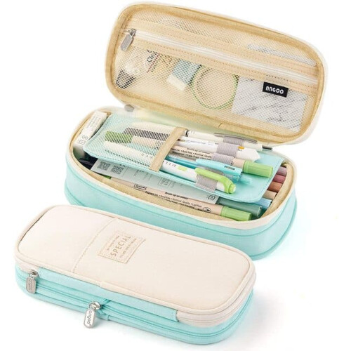Pencil Case Large Capacity Green Stationery Organizer