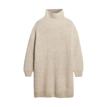 (14 UK, Light Grey) Superdry Womens/Ladies Knee Length Knitted Turtle Neck Sweater Dress