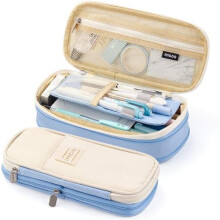 Pencil Case Sky Blue Large Capacity Organizer for Students