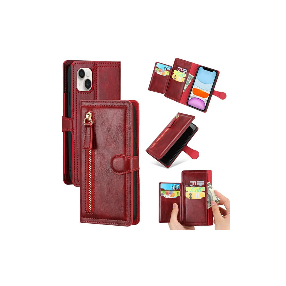 Iphone 13 Wallet Case With 5 Card Slots And Coin Pocket Red 962125816259