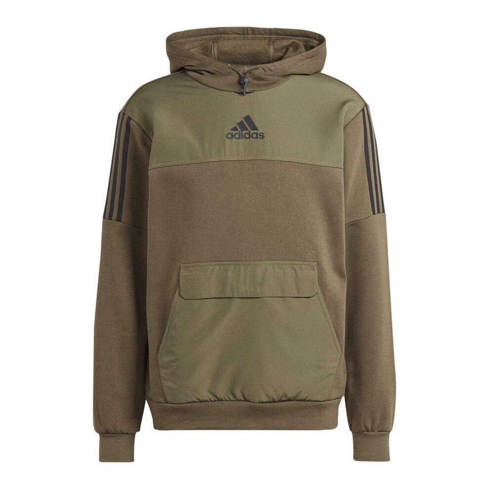 Adidas (S, Khaki) Mens Utility Logo Hoodie