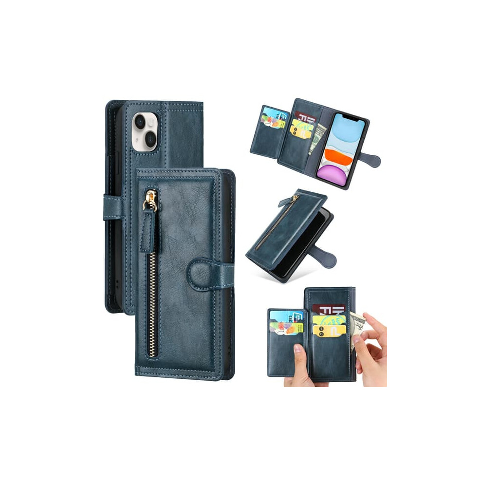 Iphone 13 Wallet Case Navy With 5 Card Slots And Coin Blue 962125816228