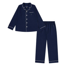 (10 Years, Navy) Ralph Lauren Childrens/Kids Classics Collared Long Pyjama Set