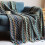 Bohemian sofa blanket blue checkered 130 x 200 cm 1
