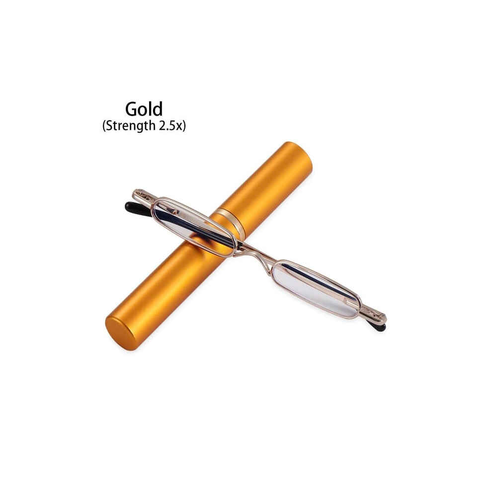 Mordely Slim Reading Glasses Frame 2.5X Gold 962125802191