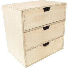 Mini wooden chest of drawers beige 3-drawer