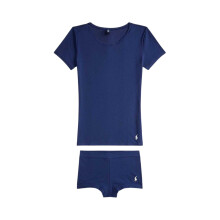 (10 UK, Navy) Ralph Lauren Womens/Ladies Crew Neck Short Pyjama Set (Pack of 2)