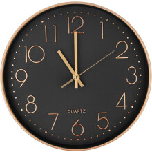 Quartz Wall Clock Rose Gold 25cm Silent Round