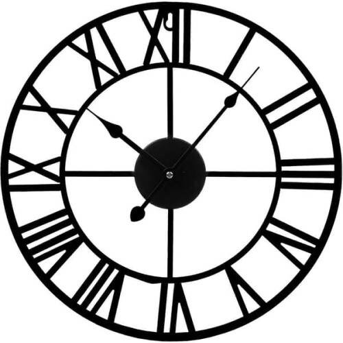 Black Wall Clock with Roman Numerals 40 cm