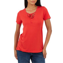 (12 UK, True Red) Brave Soul Womens/Ladies Plain Lace Up T-Shirt