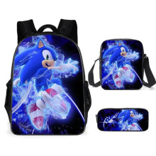 Mála droma SONIC Mála droma bunscoile Sonic Mála droma gualainne cartún anime 3 phíosa Mála peann luaidhe Stíl P trí phíosa