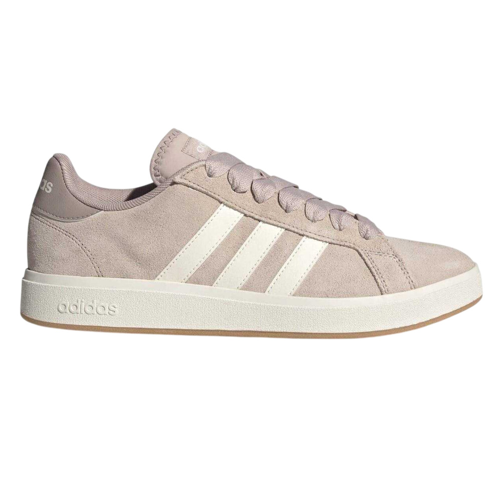 Adidas (8 Uk, Taupe/White) Mens Grand Court 3 Stripes Suede Flat Trainers