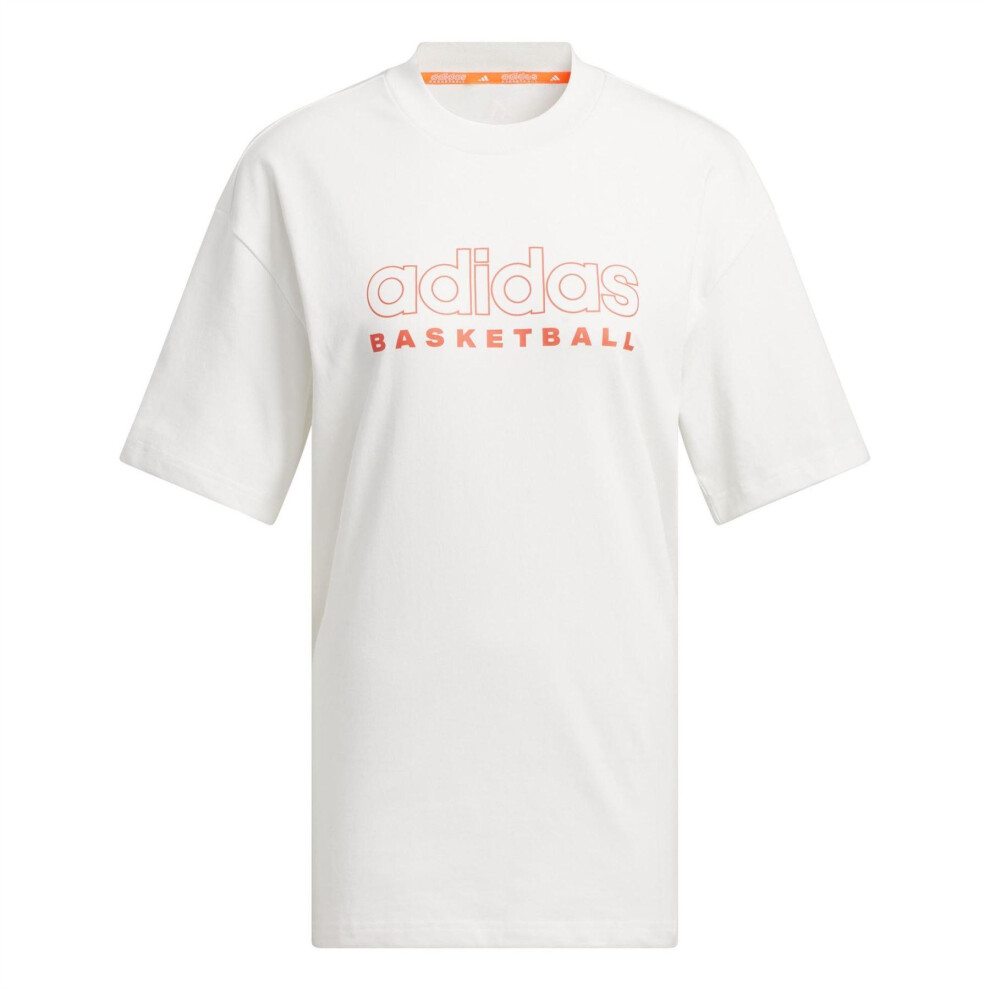 Adidas (16 Uk, Cloud White) Womens/Ladies Logo Basketball T-Shirt