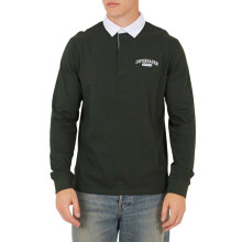 (L, Green/White) Brave Soul Mens Embroidered Rugby Shirt