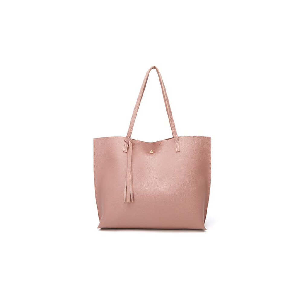 Women's Pink Pu Leather Shoulder Tote Bag Large 900223934109