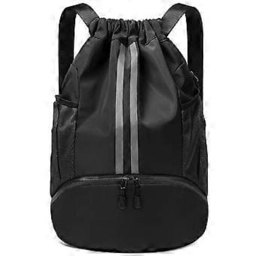 Gym Bag Drawstring Black Large PE Sports Backpack