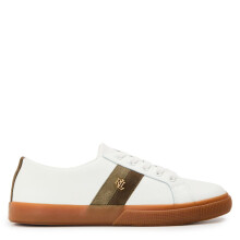 (6 UK, White/Caramel) Ralph Lauren Womens/Ladies Janson Flat Trainers