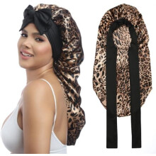 Satin bonnet for braids with elastic band, one piece