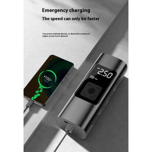 Black bicycle pump with digital pressure gauge