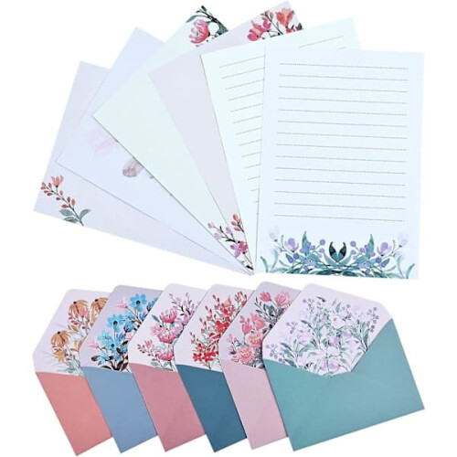 Floral Stationery Set with Envelopes 24 Sets