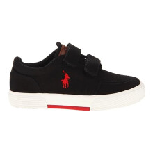 (2 UK, Black/Red) Ralph Lauren Childrens/Kids Sutton Leather Trainers