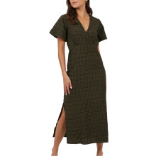 (10 UK, Khaki/Black) Brave Soul Womens/Ladies Tie Back Short-Sleeved Midi Dress