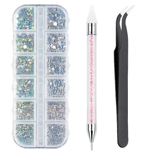 Rhinestones for nails AB and clear 6 sizes 3000 pcs