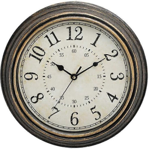 Vintage quartz wall clock copper finish 30 cm silent with