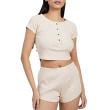 (14 UK, Oatmeal) Brave Soul Womens/Ladies Plain Rib Knit Loungewear Set