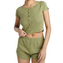 (8 UK, Khaki Green) Brave Soul Womens/Ladies Plain Rib Knit Loungewear Set
