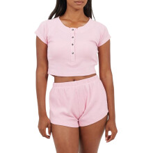 (10 UK, Pink) Brave Soul Womens/Ladies Plain Rib Knit Loungewear Set