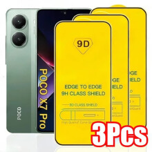 Kit com 3 películas de vidro temperado 9D compatíveis com Xiaomi Poco M7F7X7C71Pro Ultra, protetor de tela antirriscos compatível com Poco