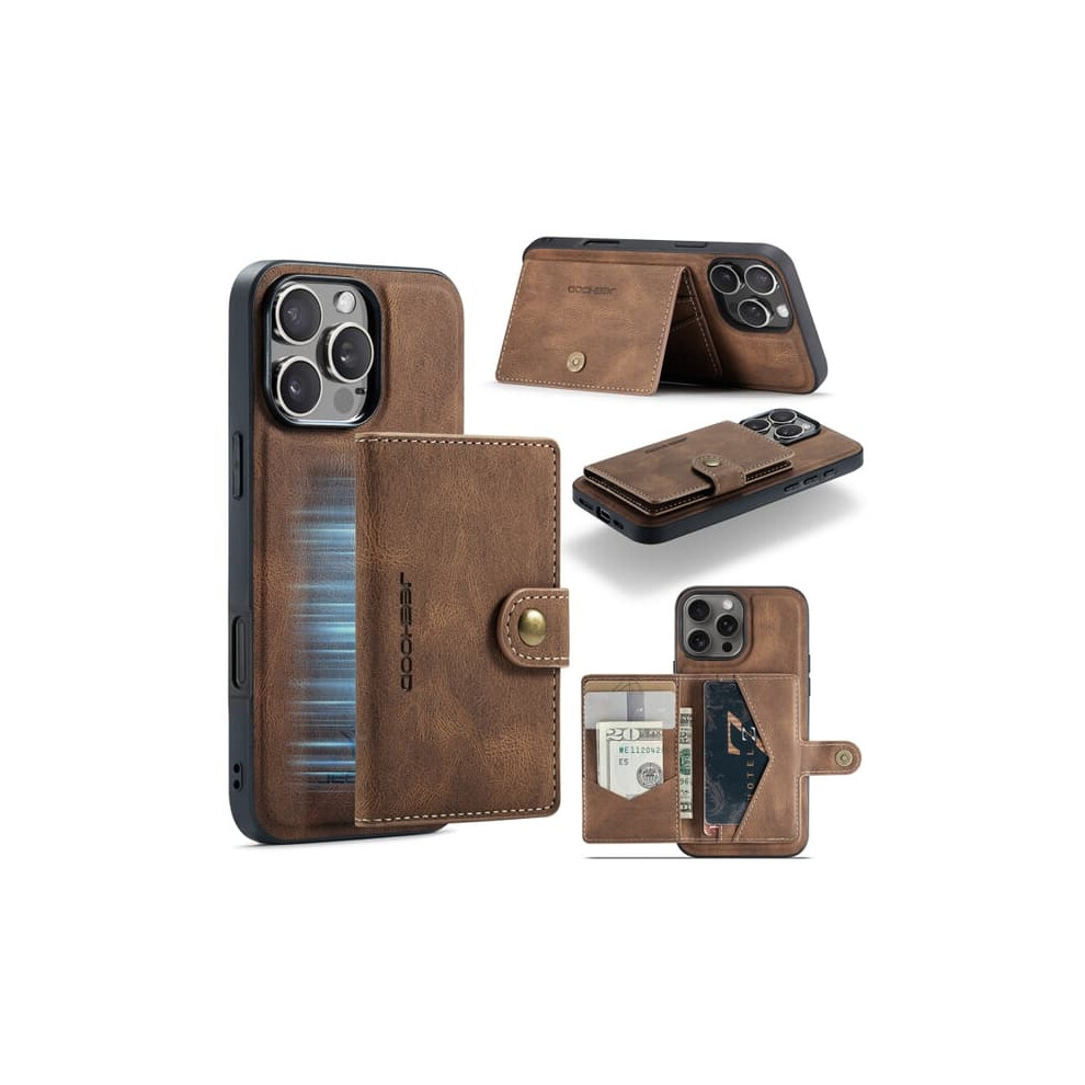 Iphone 16 Pro Wallet Case Magnetic Detachable Brown 900223926739