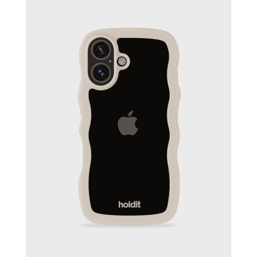 comhoiriúnach le iPhone16Case Wavy Light Beige/Trédhearcach 1