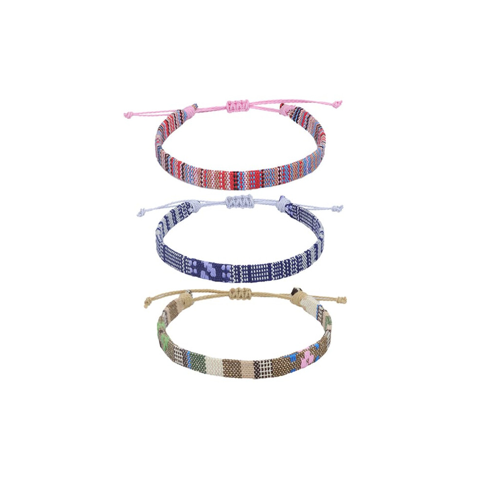 Surfer Anklet Set Thin Braided Chain 3 Pieces 900223943828