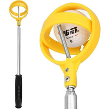 Golf ball picker telescopic stainless steel yellow
