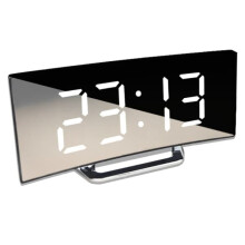 Digital Alarm Clock LED Dimmable Curved White One Size