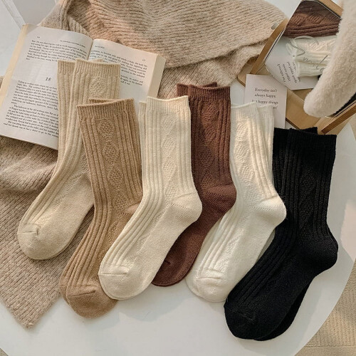 Women's wool hiking socks warm knit crew winter