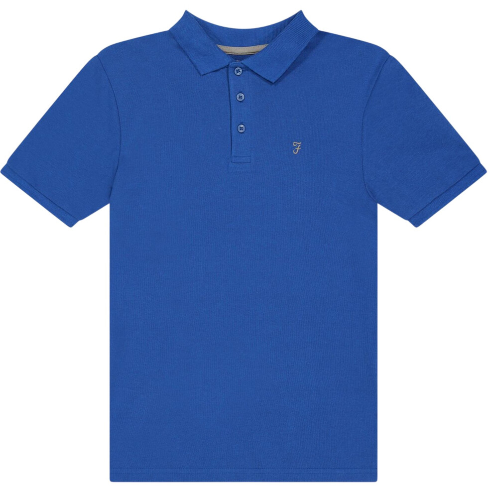 Farah (12-13 Years, Blue) Boys Bugsworth Embroidered Short-Sleeved Polo Shirt