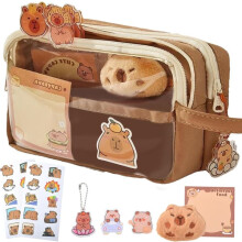 Capybara pencil case transparent brown large capacity