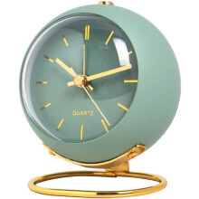 Green Analog Alarm Clock with Light Quiet Small