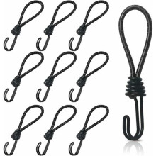 Rubber spiral hook straps short elastic tarp tensioners 10