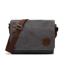 Canvas messengerbag voor 13,5 inch laptops, geschikt voor mannen en vrouwen, voor school, werk en reizen - Grijs