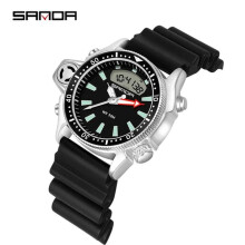 SANDA men's quartz digital dive watch black