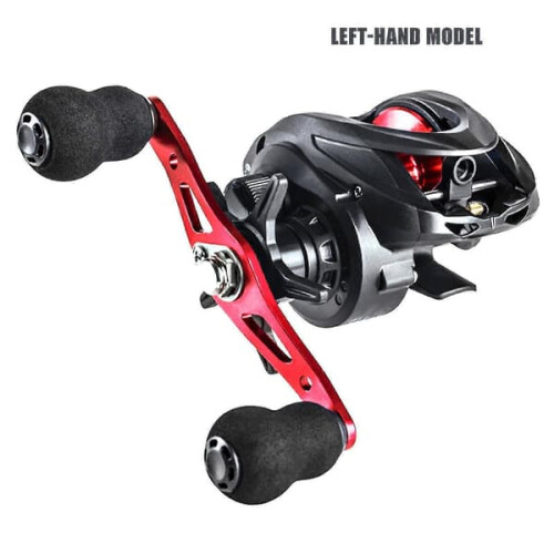 Baitcast Reel Smooth Lightweight Red Left-Hand