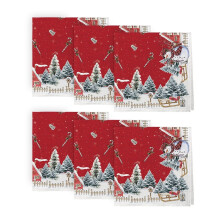 Lot de 6 serviettes de table d'hiver en tissu, motif sapin de Noël et bonhomme de neige, 45,7 x 45,7 cm (18 x 18 pouces).