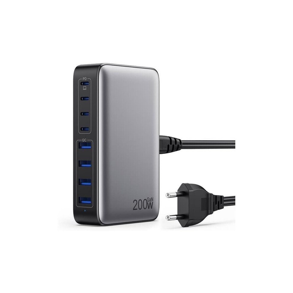 200W Usb-C Gan Charger With 8 Ports And 65W Laptop Support 962029302322